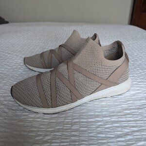 Eileen Fisher Beige "Zing" Knit Slip On Strap Sneakers - sz 8.5